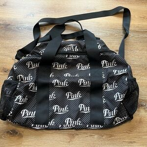 PINK Victoria's Secret Black and White Duffel Bag